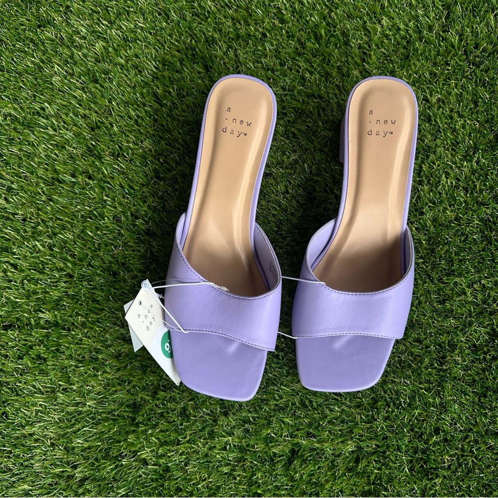 Women's Harlow Mule Heels - A New Day Lavender 9